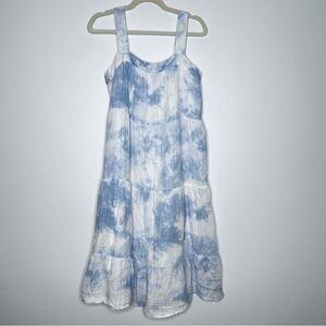 Rails Amaya Midi Dress Blue White Tie Dye Cotton Size Small Boho Vacation Resort
